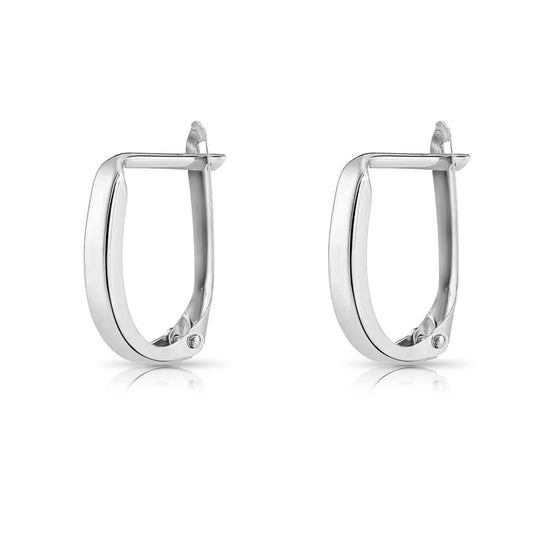 14K White Gold Plain Huggie Hoop Earrings