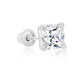 14k White Gold Square Cz Stud, Single Earring, Screwback