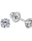 14k White Gold Classic Solitaire Stud Earrings, Screwback, 