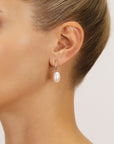 14k Yellow Gold Freshwater Pearl Dangle Earrings