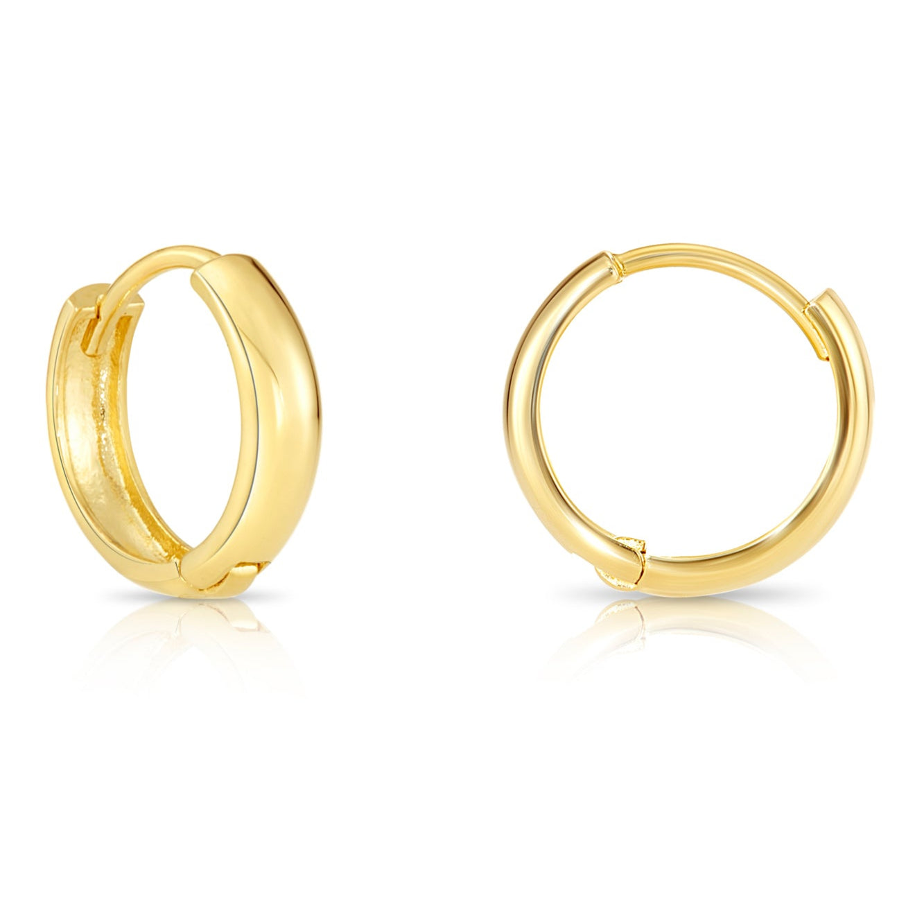 14k Gold Small Huggie Hoop Earrings, 12mm