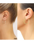 2 PAIR SET! 14k Gold Tornado Hoop Earrings with Silver Shiny Hoop Earrings Set