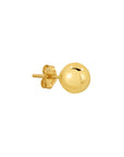 14k Yellow Gold Classic Ball Stud, Single Earring, Pushback (Unisex)