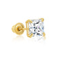 14k Yellow Gold Square Zirconia Stud, Single Earring, Screwback