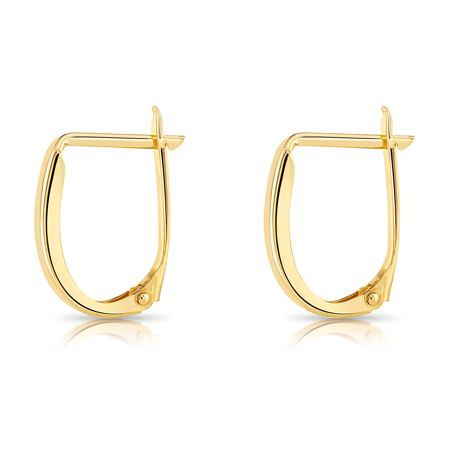 10K Yellow Gold Classic Oval Huggie Hoop Earrings