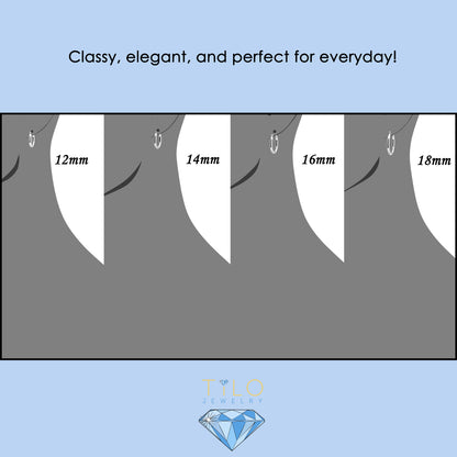 14k White Gold Classic Hoop Earrings, 2mm