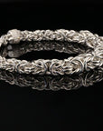 Sterling Silver Handmade Byzantine Bracelet with Hook Clasp, 9", Unisex
