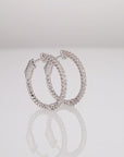 14k White Gold Diamond Hoop Earrings, 1.02 carats