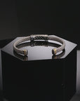 CZ Italian Cuff Bracelet with Gold Accents in Sterling Silver