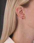 14K Gold Round Diamond Cut Huggie Hoop Earrings