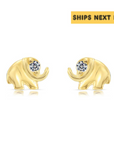 10k Yellow Gold Tiny Cute Elephant Stud Earrings