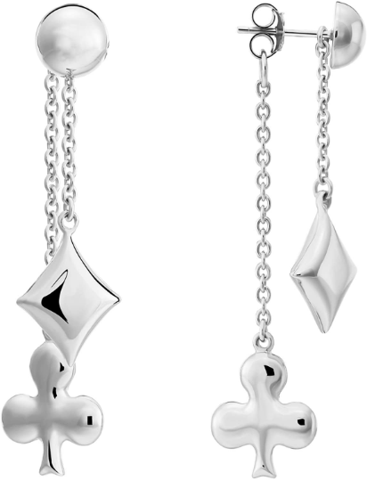 Poker Sign Dangle Earrings In 925 Sterling Silver