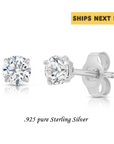 CZ Pure Solitaire Stud Earrings in Sterling Silver