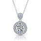 Sterling Silver Solitaire and Halo Charm Necklace with CZ