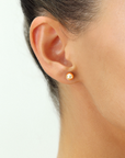 14k Rose Gold Ball Stud Earrings with Butterfly Pushbacks