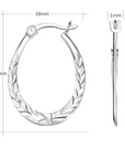Floral Diamond-cut Oval Hoop Earrings in 925 Sterling Silver
