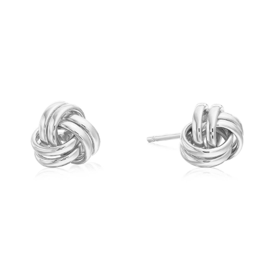 14k Gold Polished Love Knot Stud Earrings with Screwbackings, 7mm