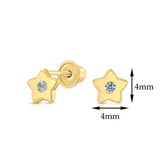 10k Yellow Gold Star Stud Earrings