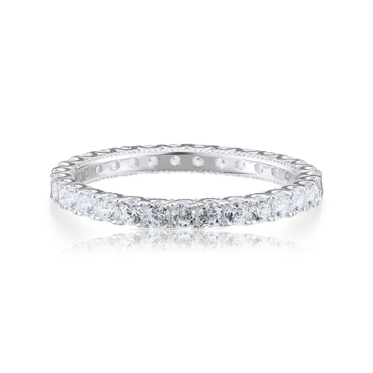 Eternity Engagement Band Ring In Sterling Silver, 2mm Width