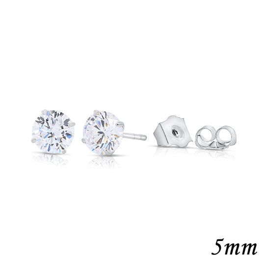 CZ Pure Solitaire Stud Earrings in Sterling Silver