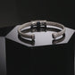 Black Stone Italian Cuff Bracelet in Sterling Silver with Gold Accents