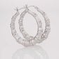 Bamboo Texture Round Hoop Earrings in 925 Sterling Silver