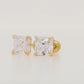 14k Yellow Gold Square Cz Stud Earrings, Screwback (Unisex)