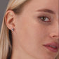 Sterling Silver Heart Stud Earrings with Blue Stone