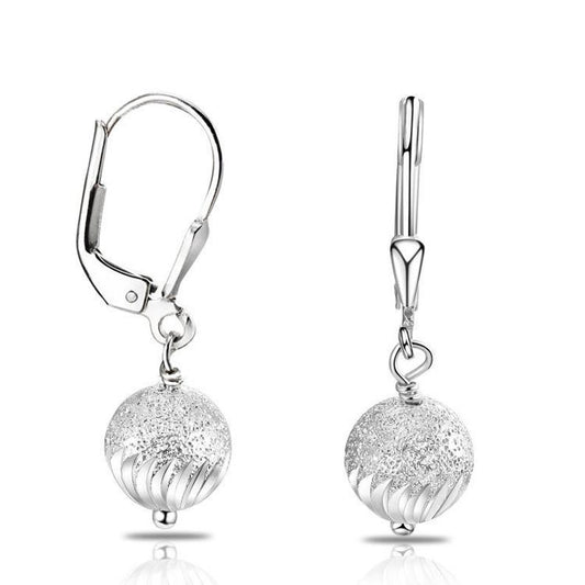 Sterling Silver Dangle Ball Earrings, Custom Engraving