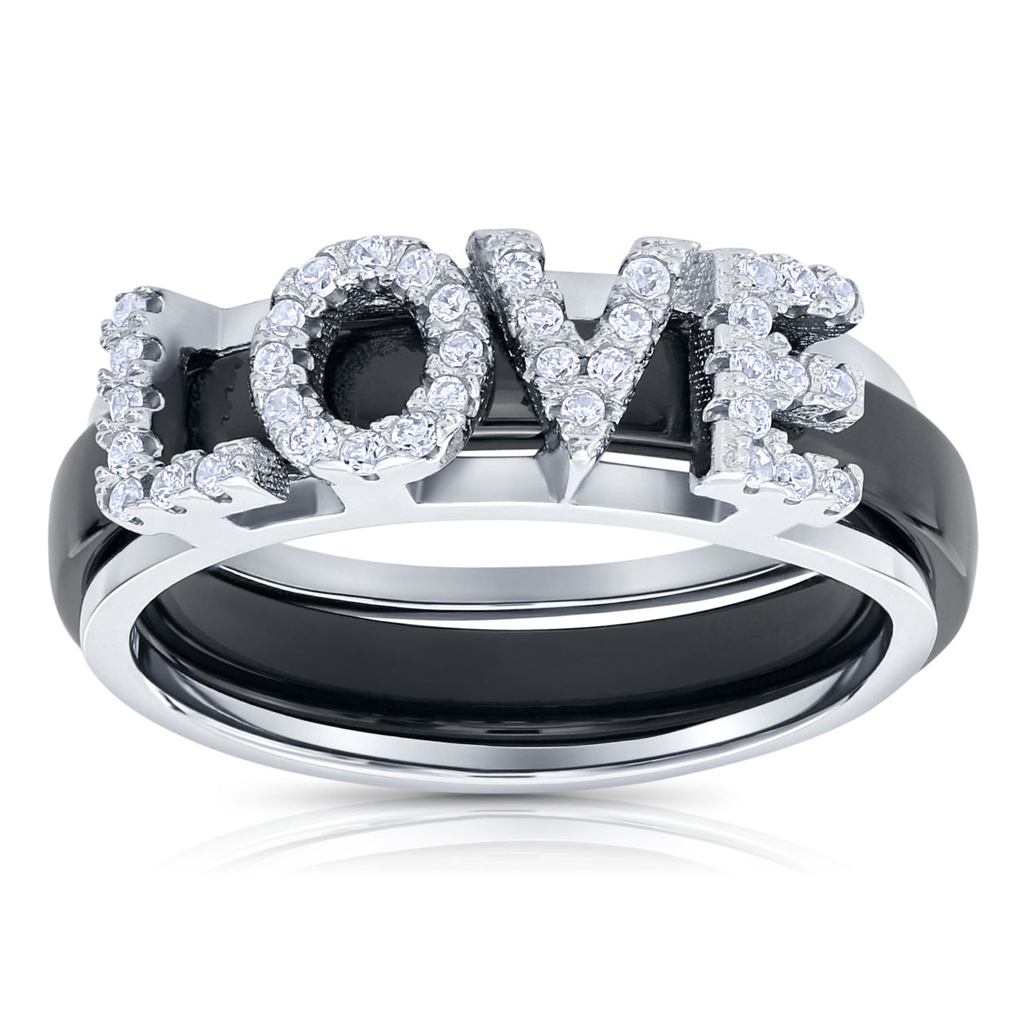 Sterling Silver Double LOVE Ring, 2 Rings in 1
