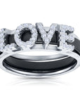CZ Double LOVE Ring, 2 Rings in 1 in Sterling Silver