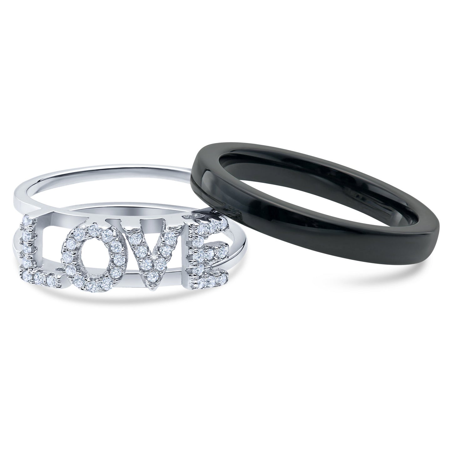 Sterling Silver Double LOVE Ring, 2 Rings in 1