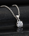 CZ Classic Solitaire Charm Necklace in Sterling Silver