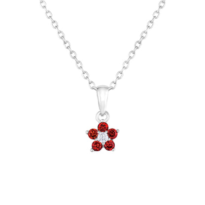 Sterling Silver Small Birthstone Flower Charm Necklace