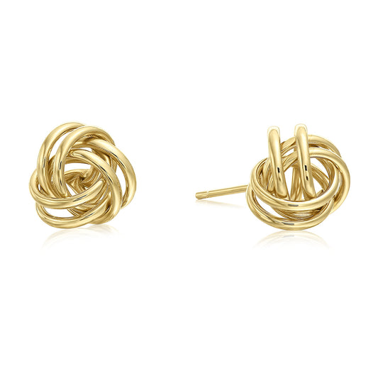 14k Gold Polished Love Knot Stud Earrings, 9mm