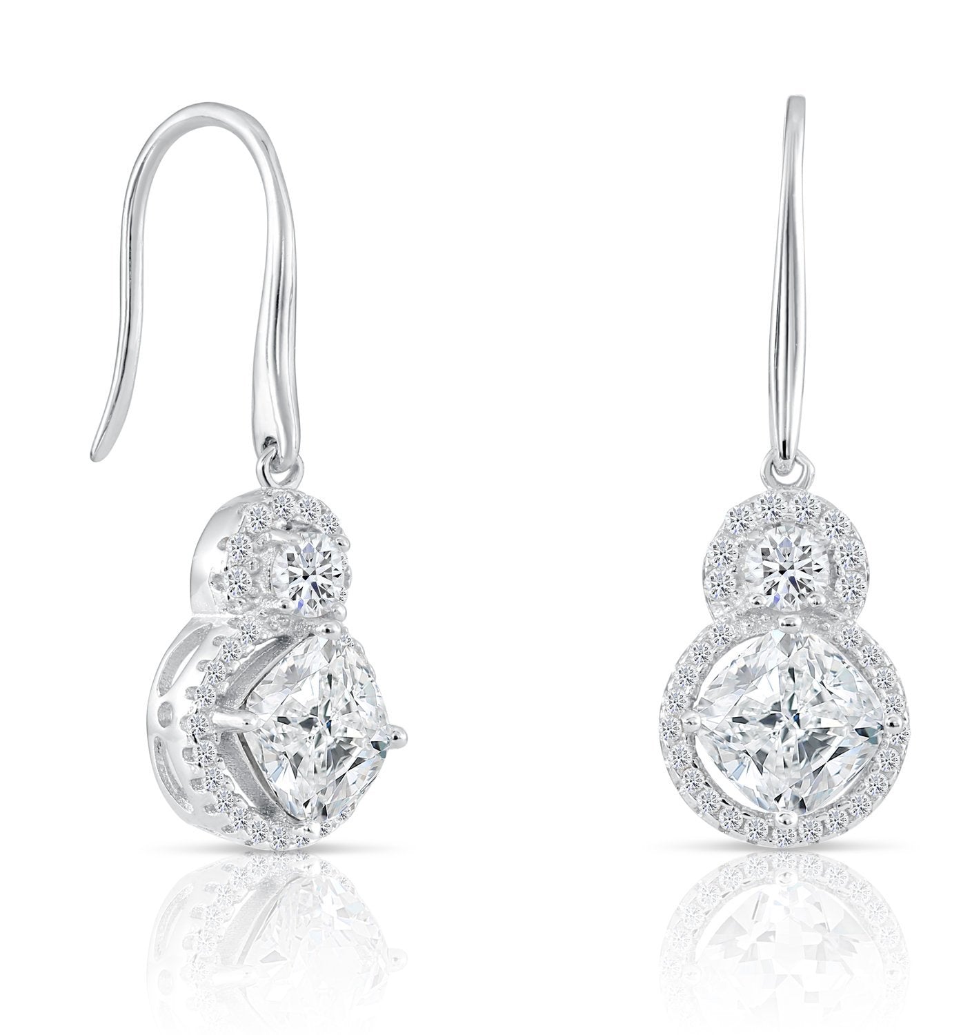 Sterling Silver Royal Charm Necklace and Earrings Set, Bridal Wedding Jewelry