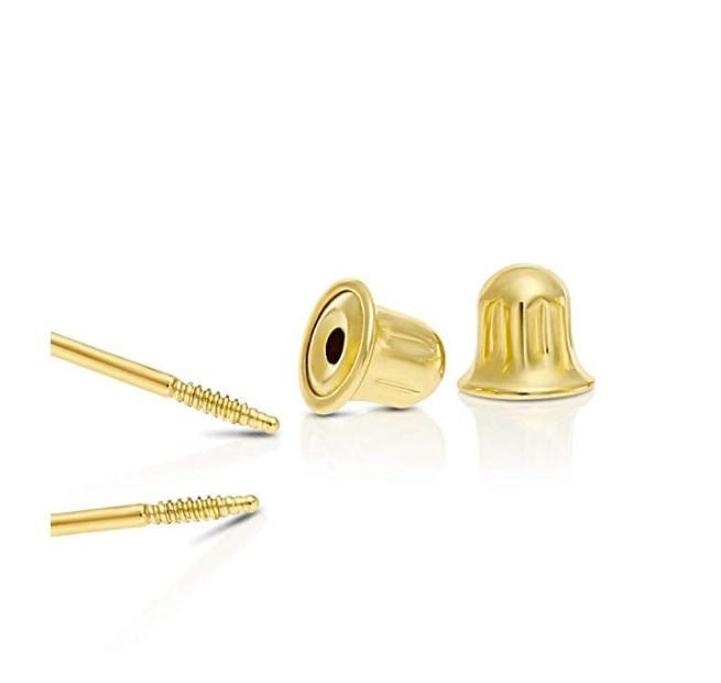 14K Solid Gold SCREWBACKS Pair of Earring Backs Backing Only 3x3.5mm Gold Screw  Backs 