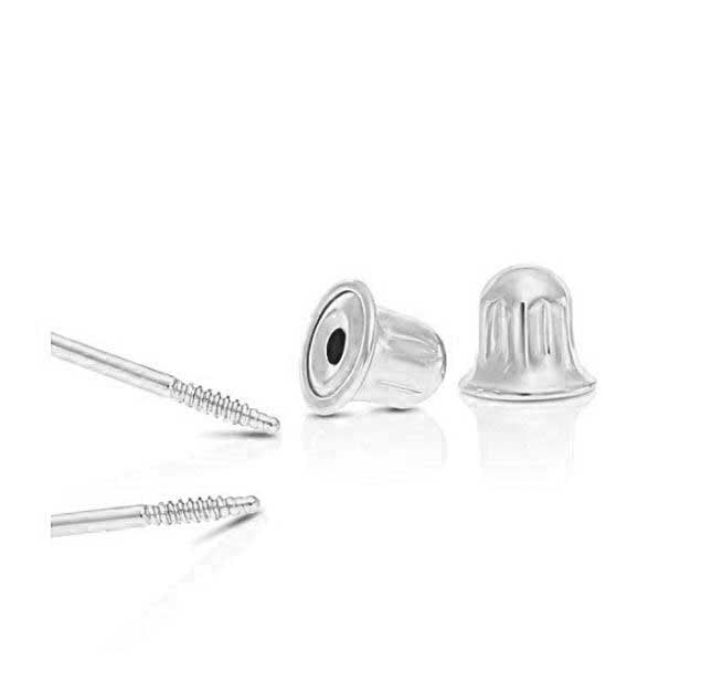 Screw-Back Earring Backs White Gold Large