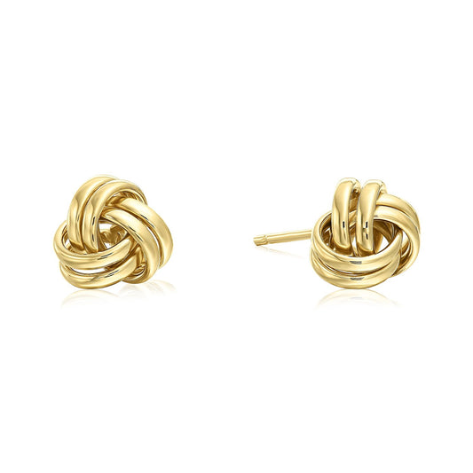 14k Gold Polished Love Knot Stud Earrings, 7mm
