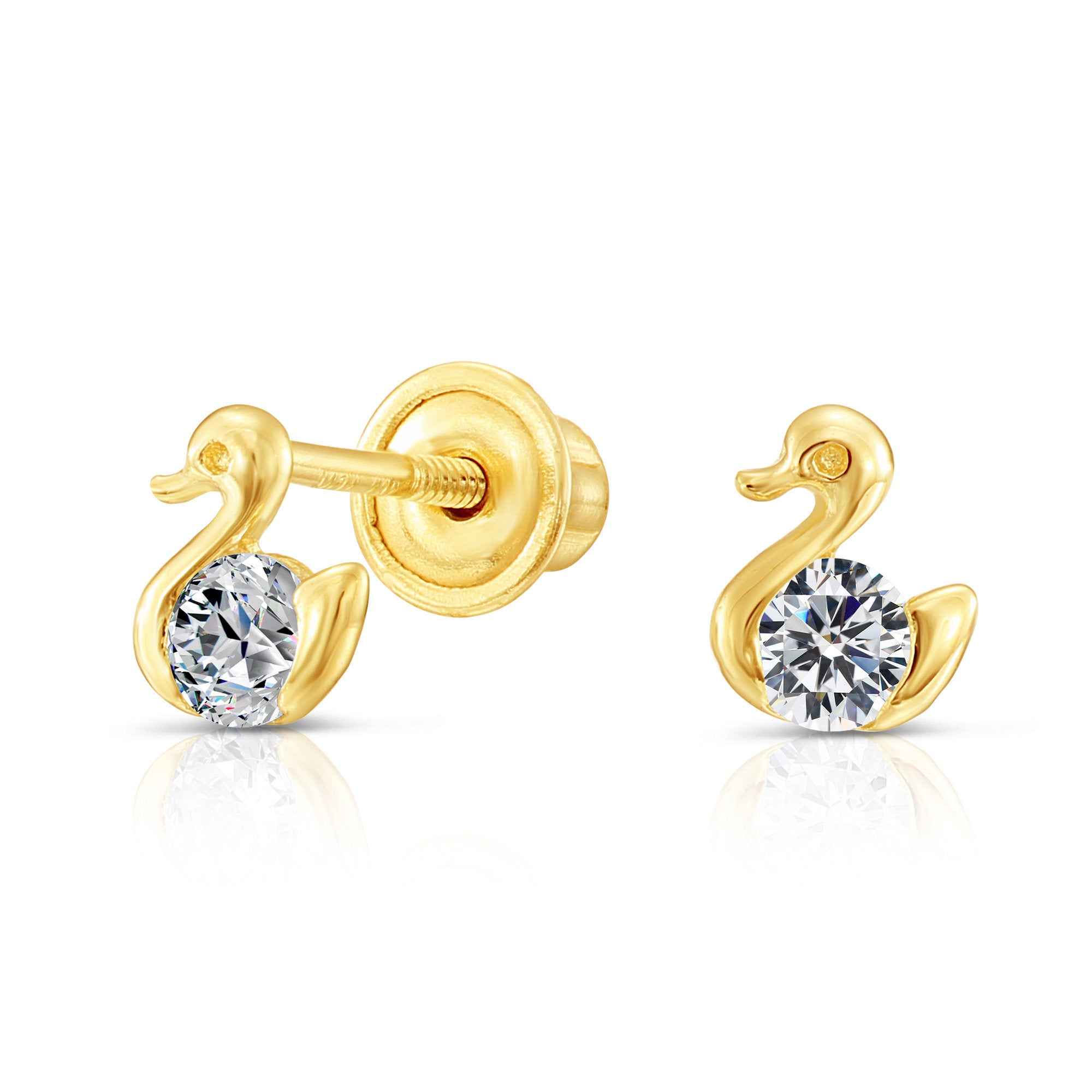 10k Yellow Gold Tiny Duck Stud Earrings