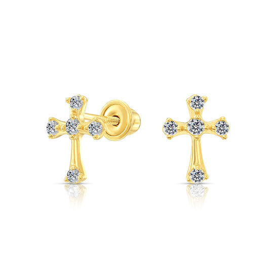 10k Yellow Gold Cross Stud Earrings