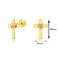 10k Yellow Gold Cross & Heart Stud Earrings with Center Stone