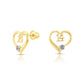 10k Yellow Gold 14th Birthday Heart Stud Earrings