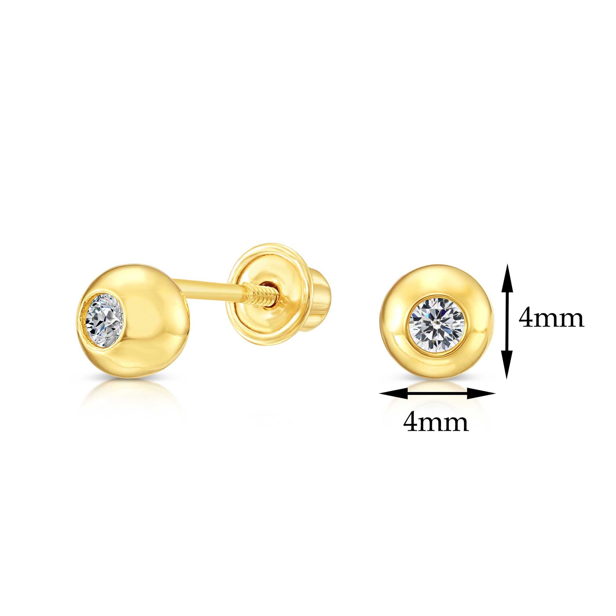 10k Yellow Gold Tiny Half Round Ball Stud Earrings