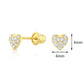 10k Yellow Gold Pave Heart Stud Earrings
