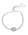 Sterling Silver Evil Eye Bracelet, Adjustable