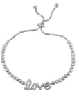 CZ Script LOVE Bracelet, Adjustable in Sterling Silver
