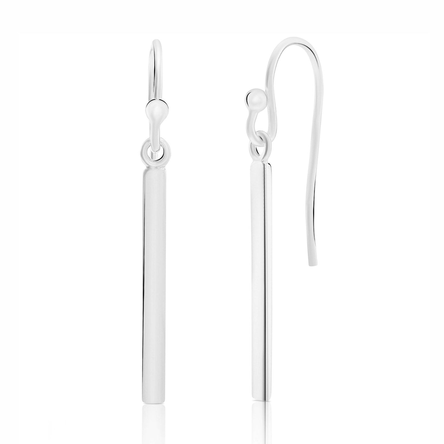 Sterling Silver Rectangular Bar Dangle Earrings