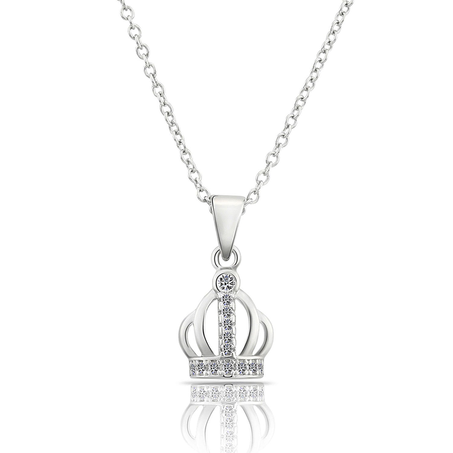 Sterling Silver Small Royal Crown Charm Necklace