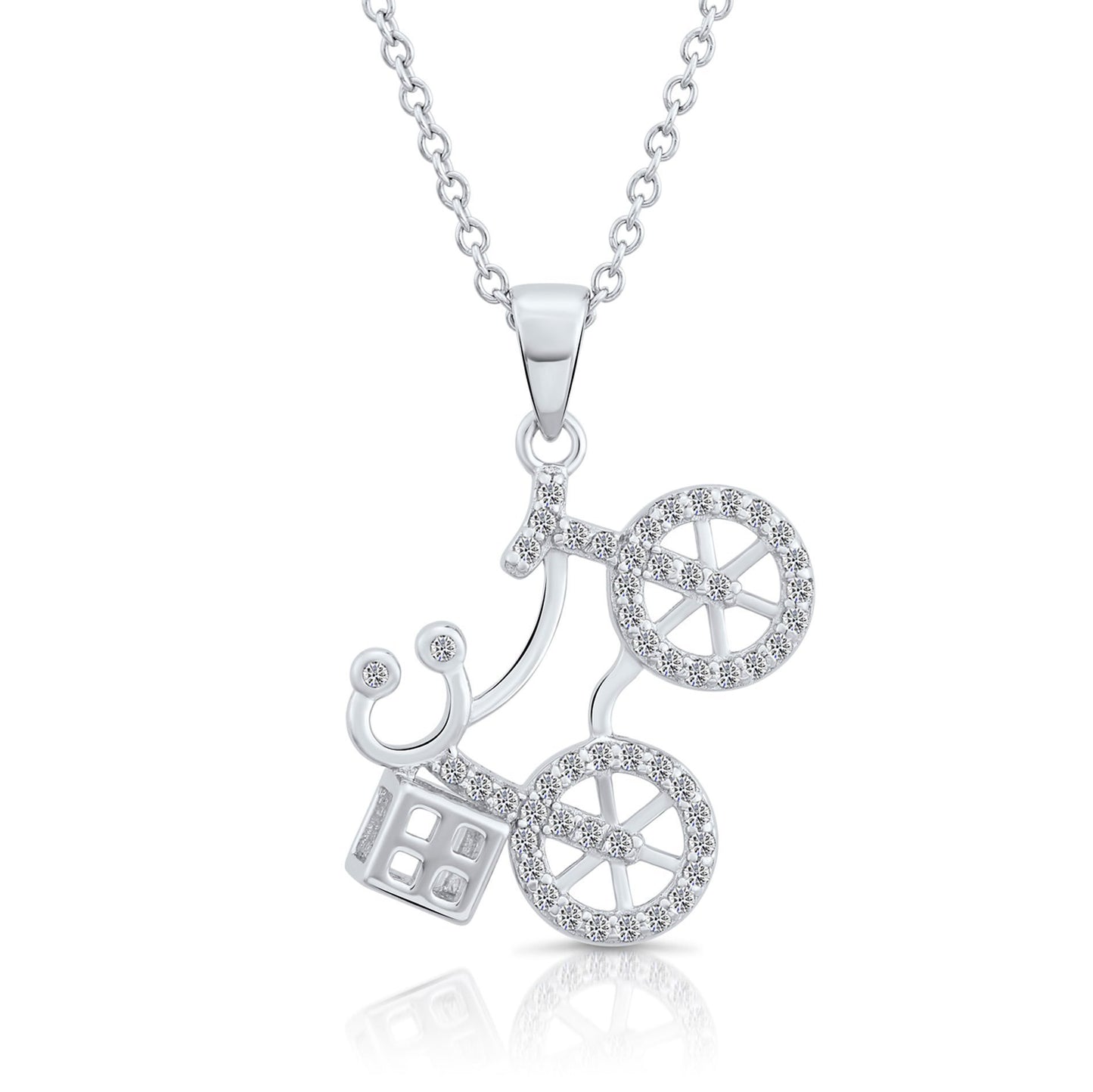 Sterling Silver Bicycle Charm Necklace